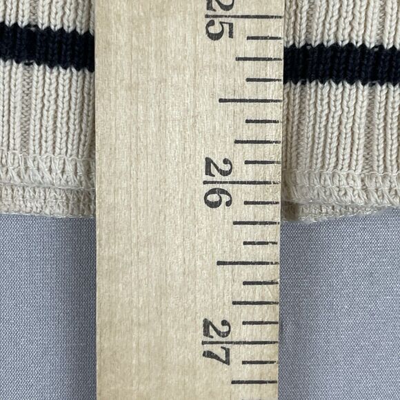Polo Jeans Ralph Lauren Crewneck Tight Knit Sweater Men's M Beige Black Striped - Picture 9 of 13